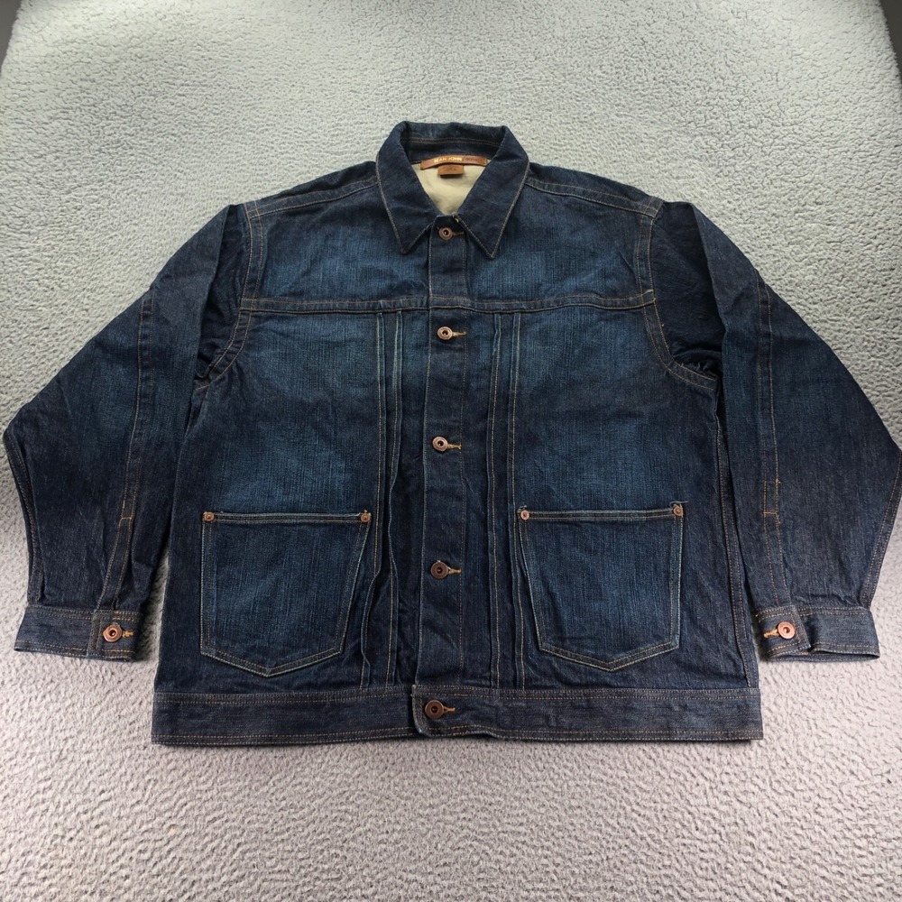 Vintage Sean John Jacket Mens Large Blue Baggy Pleated Chore Trucker Y2K Hip Hop